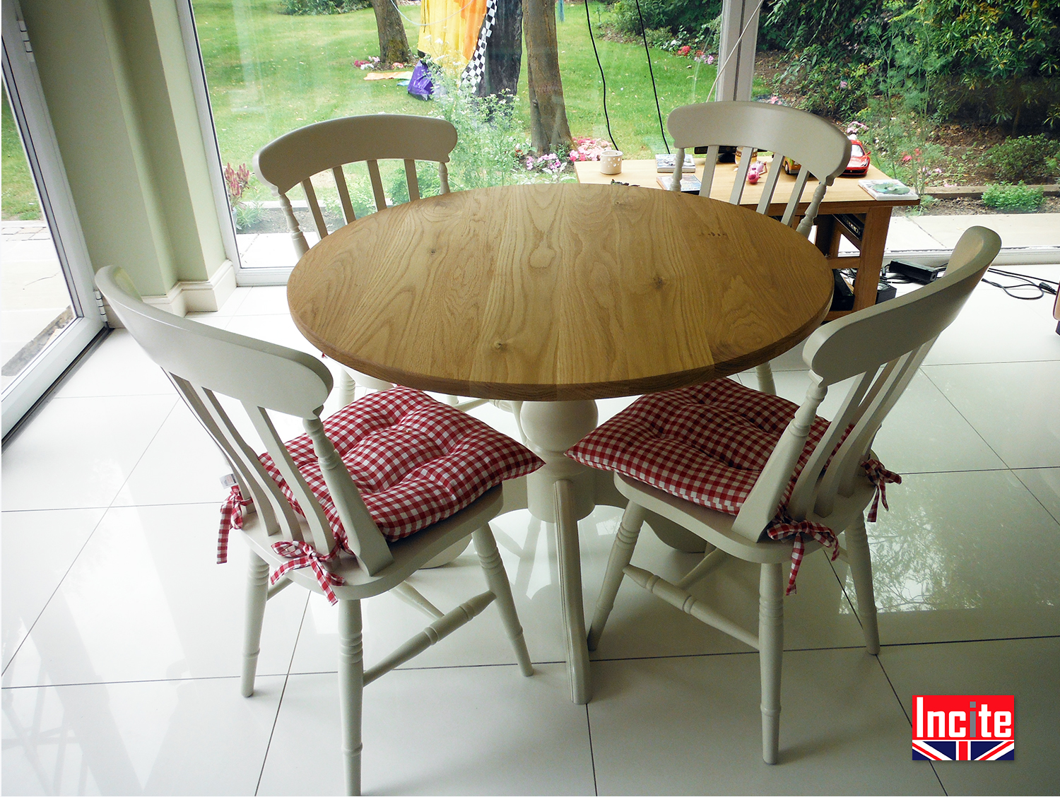 Painted oak store dining table